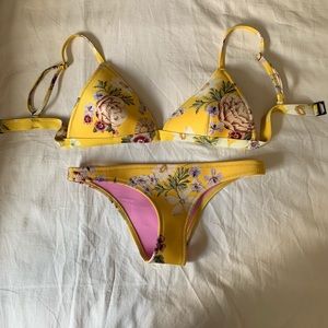 Triangl yellow floral bikini top and bottom